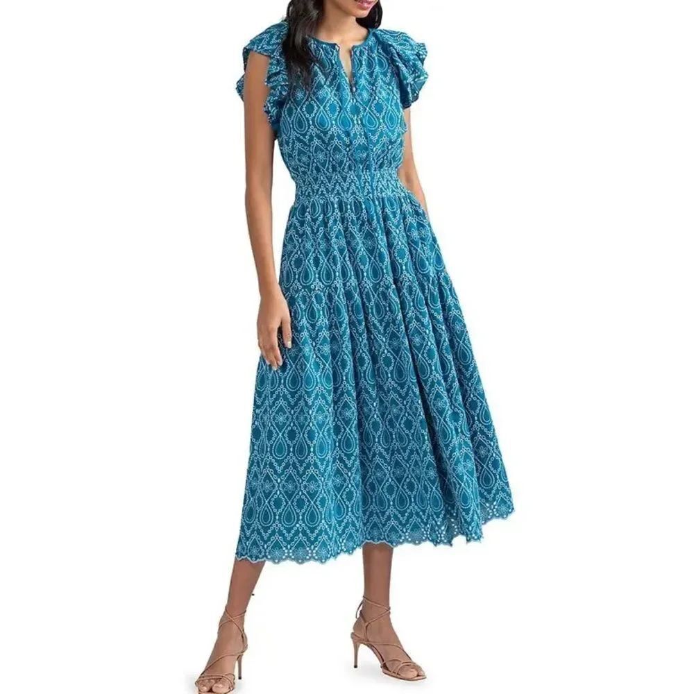 Shoshanna Zona Eyelet Midi Dress